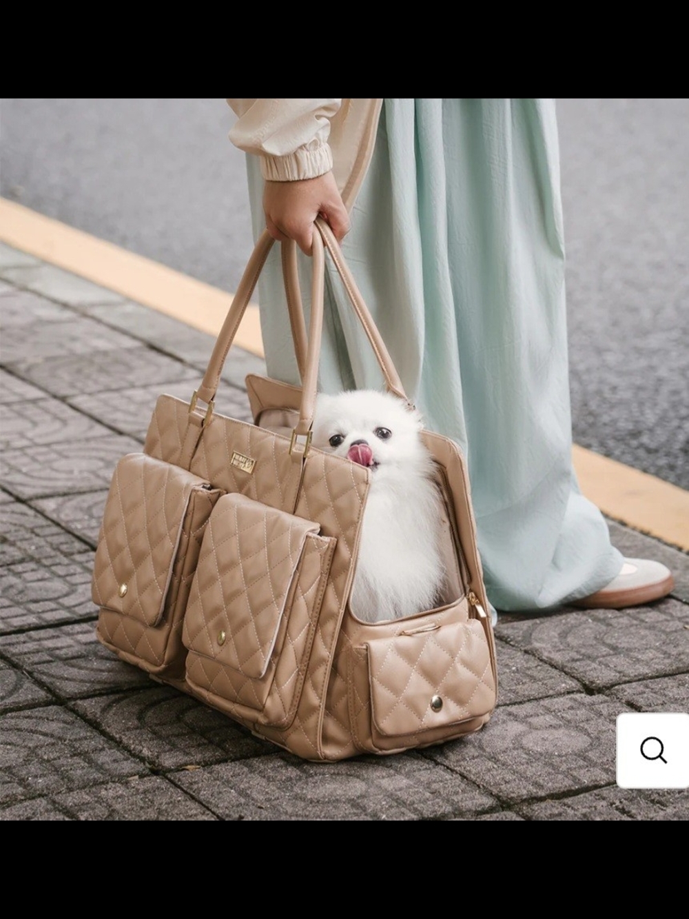Quilted Black Pet Travel Carrier Tote - Stylish Dog Carrier